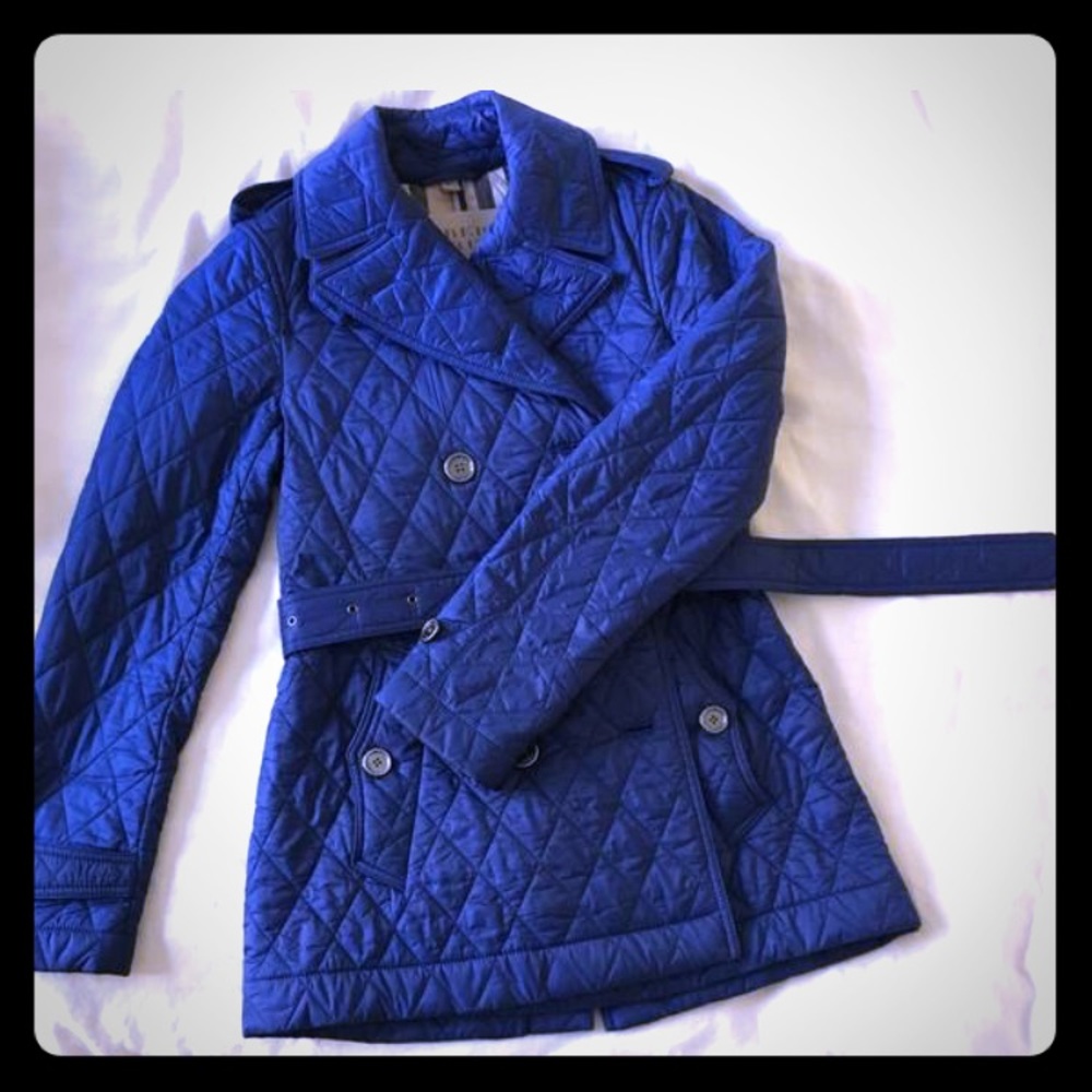 Size 4 Burberry Brit royal blue puff coat